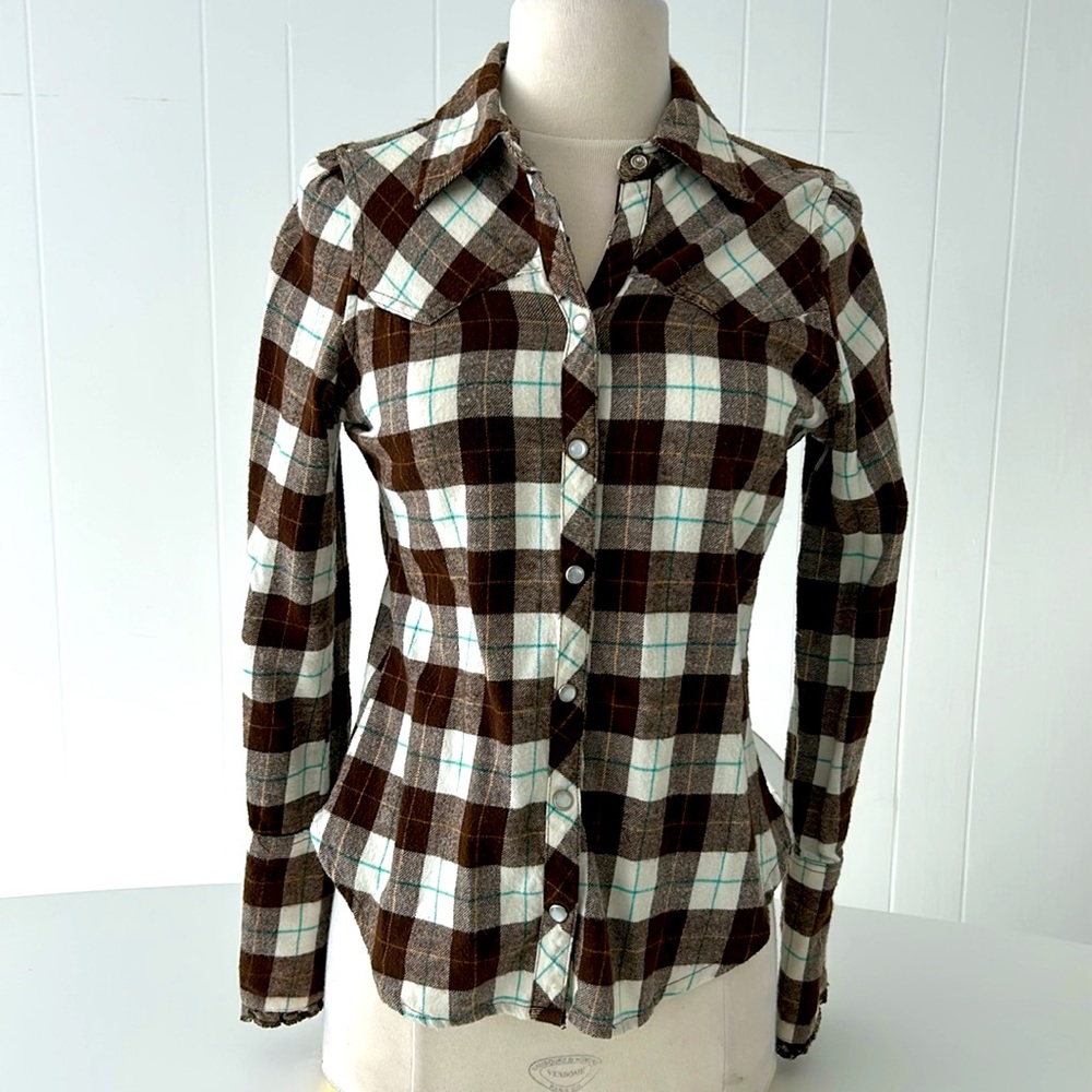 Periscope || Flannel Brown & White Size Small